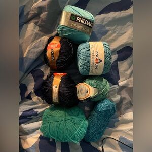Assorted Blue and Green Yarn Collection